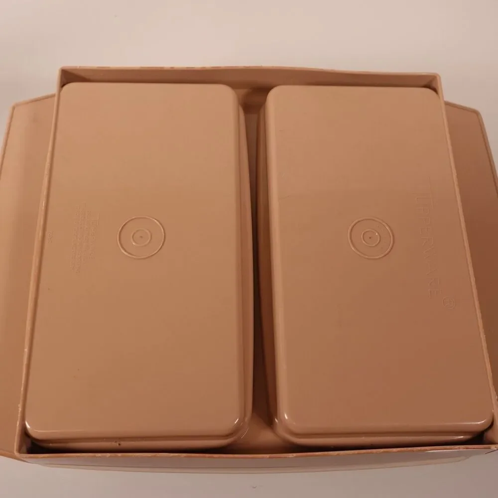 Vintage Tupperware Deviled Egg Keeper Carrier Tray Container Almond 723-2 w/ Lid